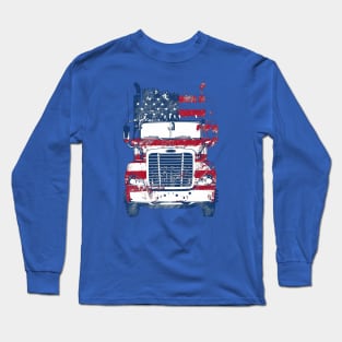 US Flag Truck Driver Patriotic American Long Sleeve T-Shirt